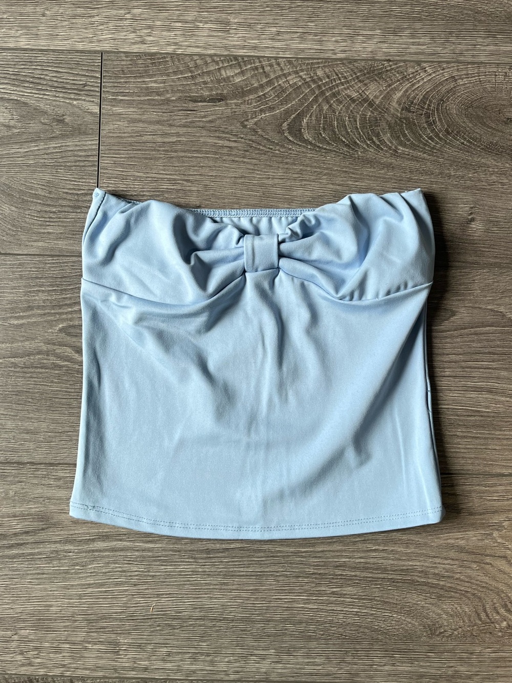 Baby Blue Strapless Bow-Front Tube Top